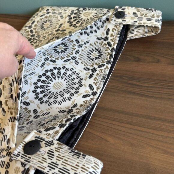 Hanging Walker Bag Upholstery Fabric Pockets Geometric Pattern Ivory Tan Black - Picture 4 of 9